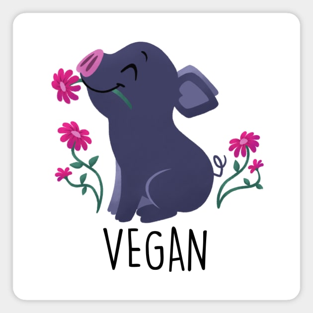 Peaceful Vegan Pig - Light Magnet by cutevegan